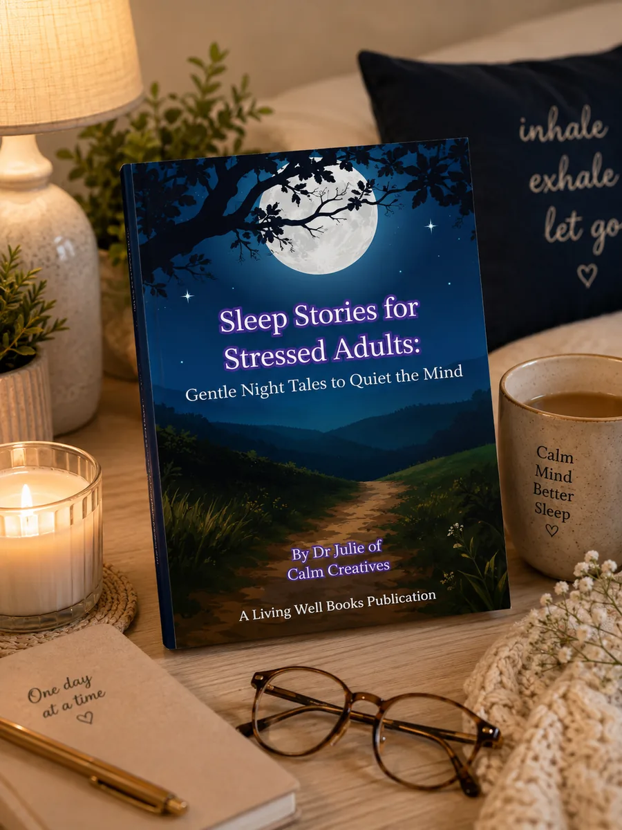 Sleep Stories for Stressed Adults — book cover by Dr Julie Winstanley
